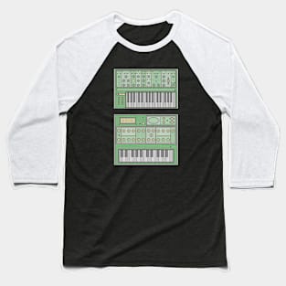 Green Retro Synthesizer Baseball T-Shirt